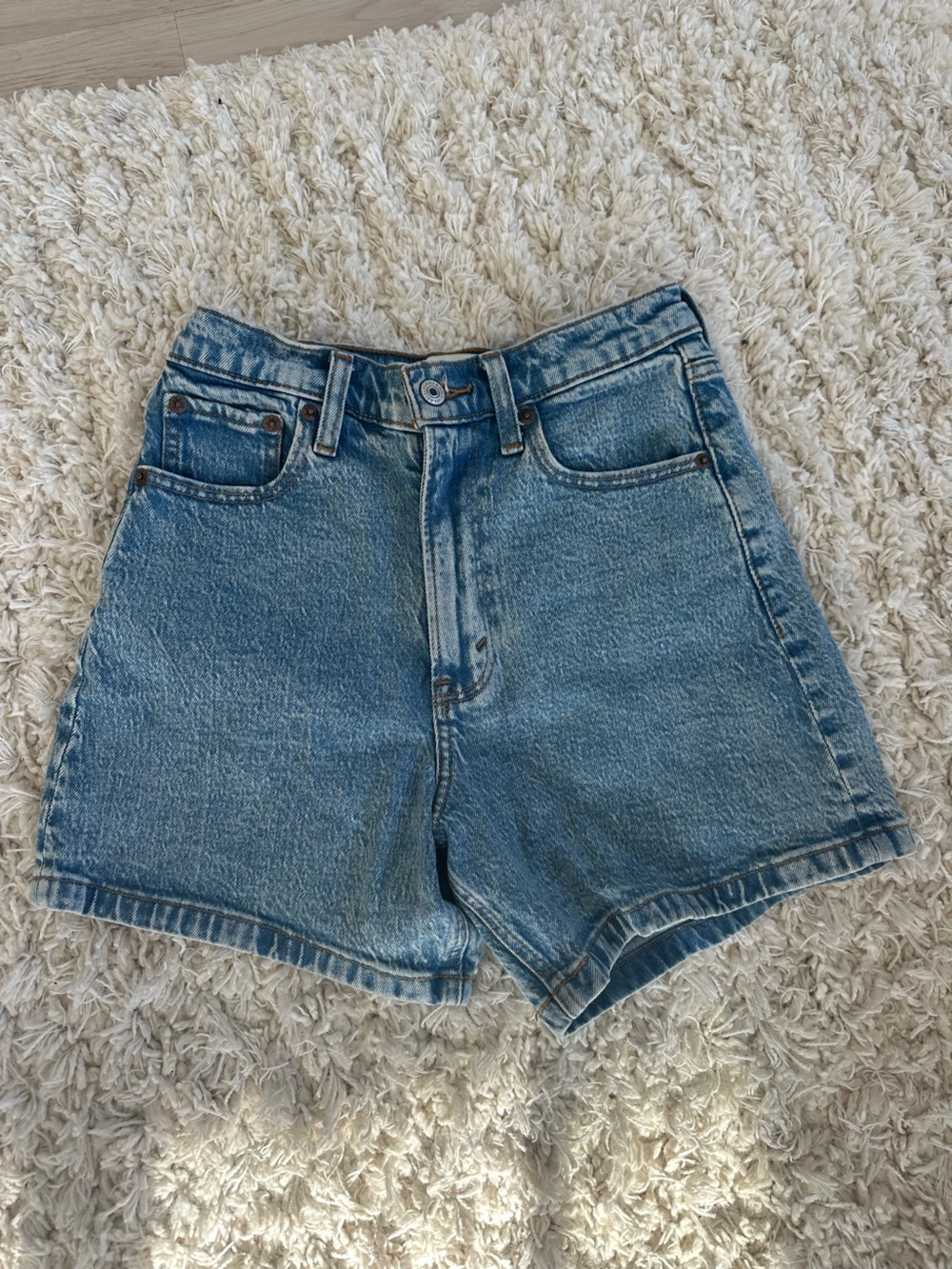 Abercrombie & Fitch Light Blue Denim High-Waist Shorts